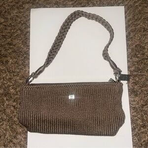 LINA Handbag Purse Woven Taupe Braid Handle Strap Shoulder Bag Zip Boho Summer
